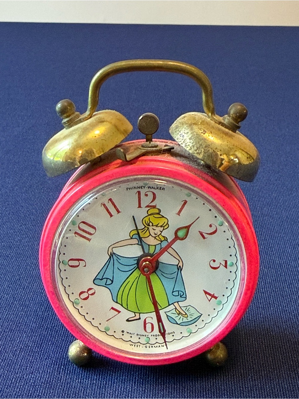 Vintage Disney Cinderella Phinney-Walker West Germany Wind-Up Twin Bell Clock
